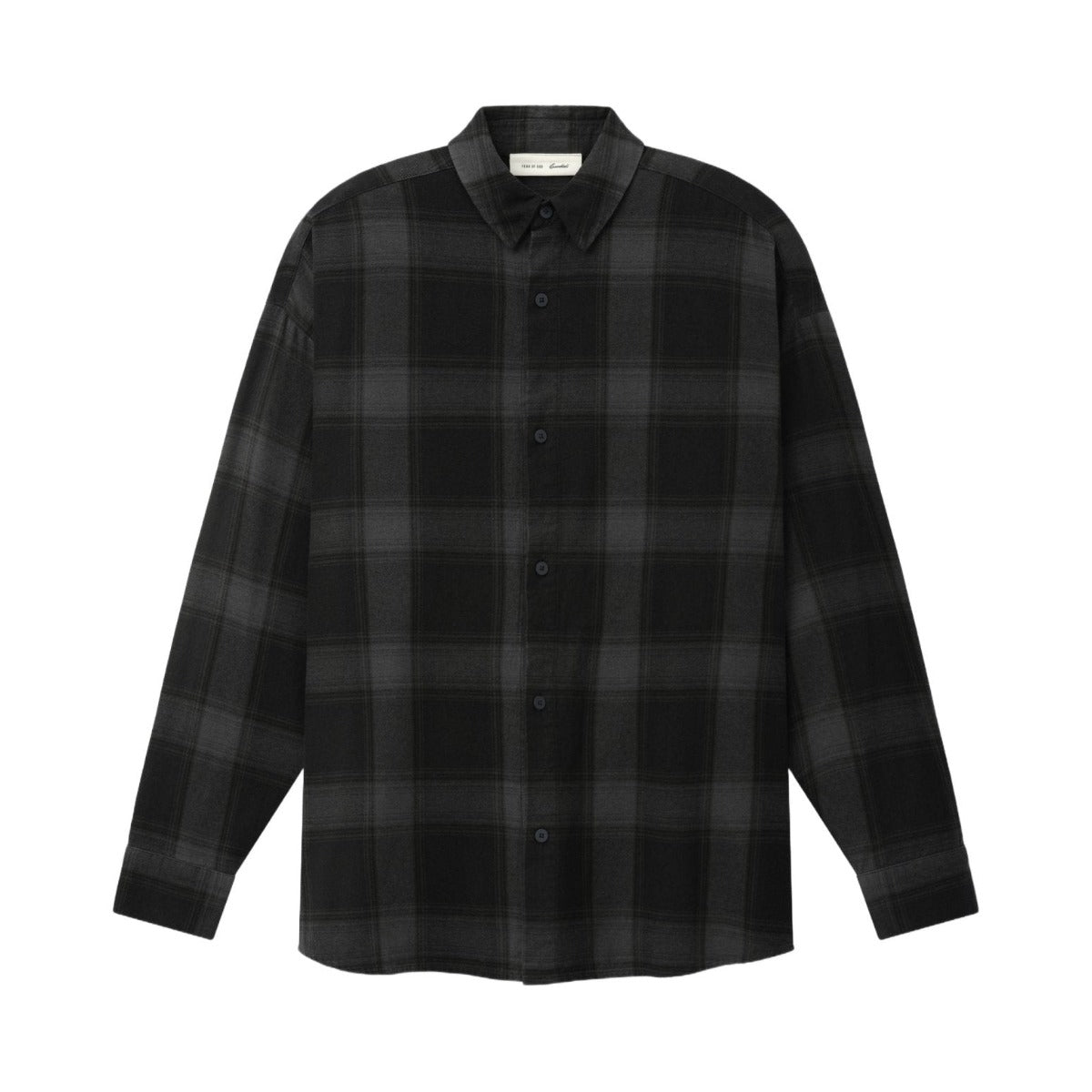 Fear of God Essentials Button Down Shirt Overdyed Vintage Black Plaid - Im Your Wardrobe