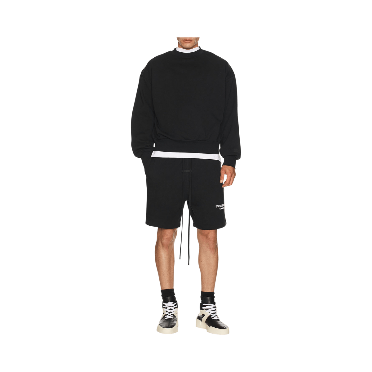 Fear of God Essentials Classic Fit Fleece Crew Neck Sweatshirt Jet Black - Im Your Wardrobe