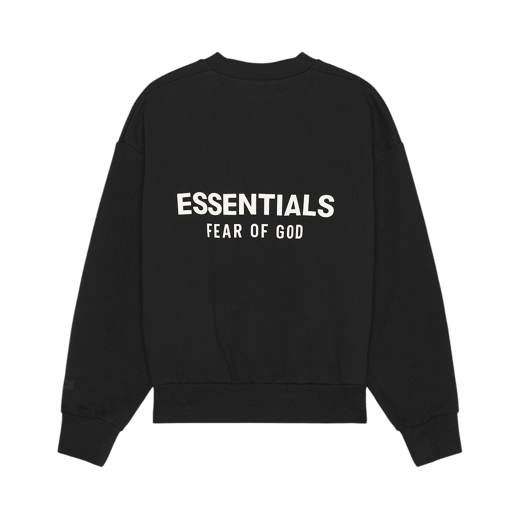Fear of God Essentials Classic Fit Fleece Crew Neck Sweatshirt Jet Black - Im Your Wardrobe