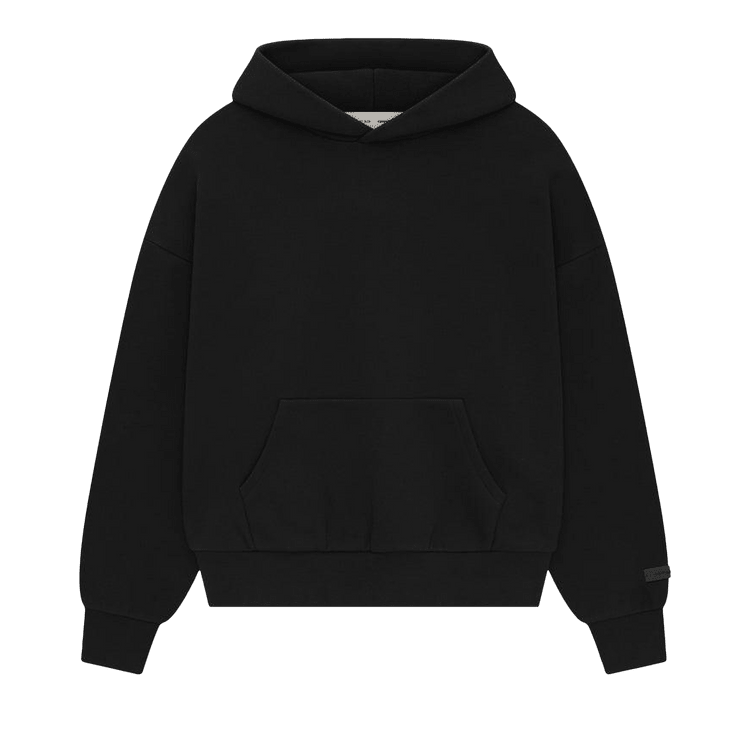 Fear of God Essentials Classic Fit Fleece Hoodie Jet Black (SS25) - Im Your Wardrobe