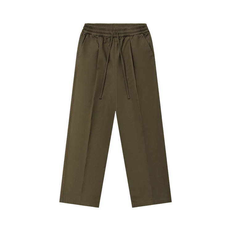 Fear of God Essentials Cotton Twill Pleat Front Drawstring Pant Moss (SS26) - Im Your Wardrobe