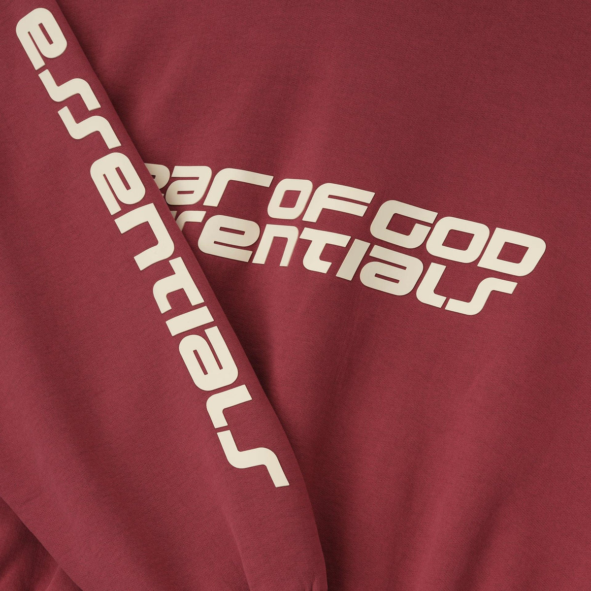 Fear of God Essentials Cropped Relaxed Hoodie Crimson - Im Your Wardrobe