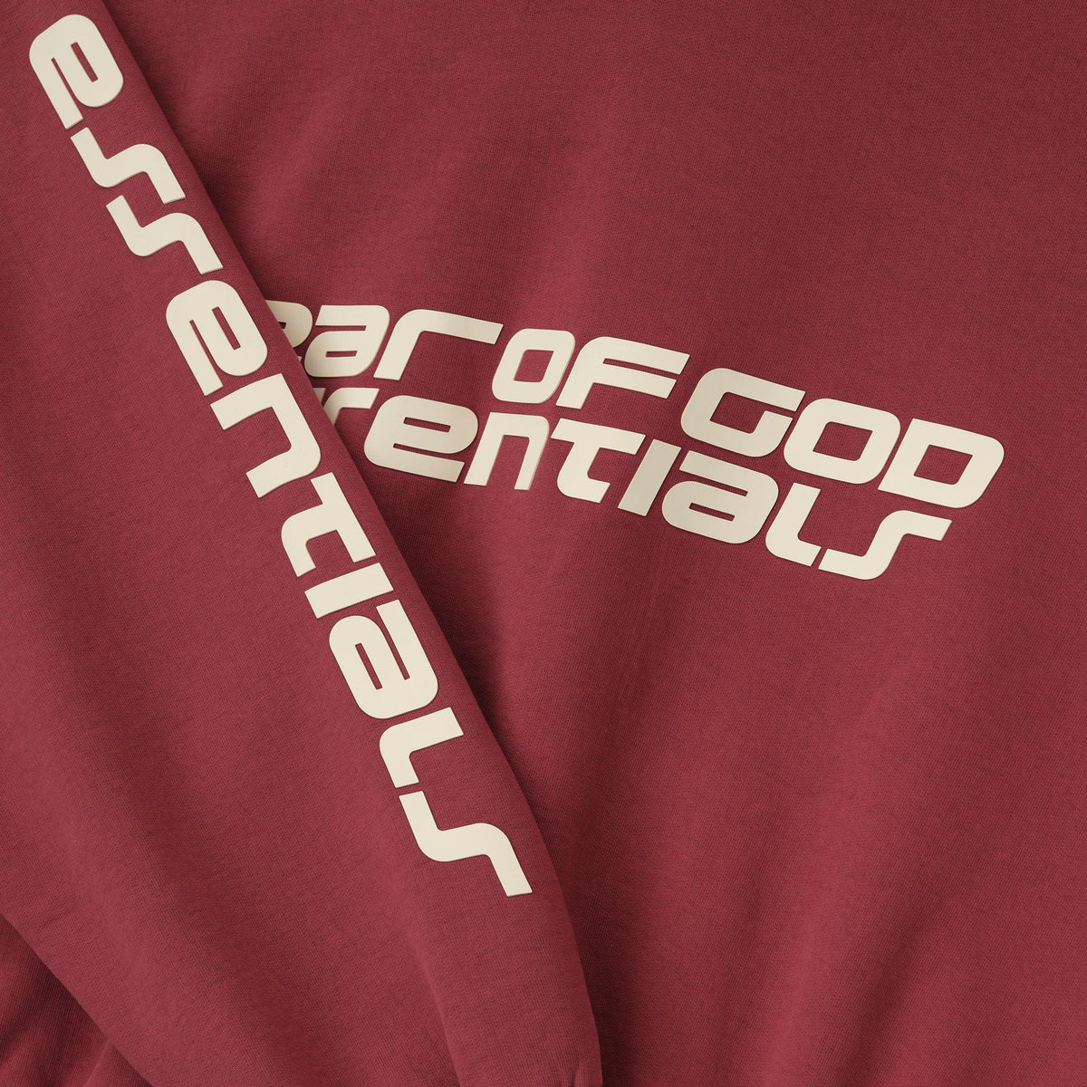 Fear of God Essentials Cropped Relaxed Hoodie Crimson - Im Your Wardrobe
