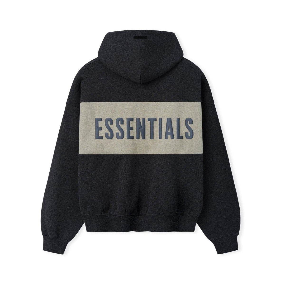 Fear of God Essentials Cropped Relaxed Panelled Hoodie Iron Grey Heather/ Seal Heather - Im Your Wardrobe