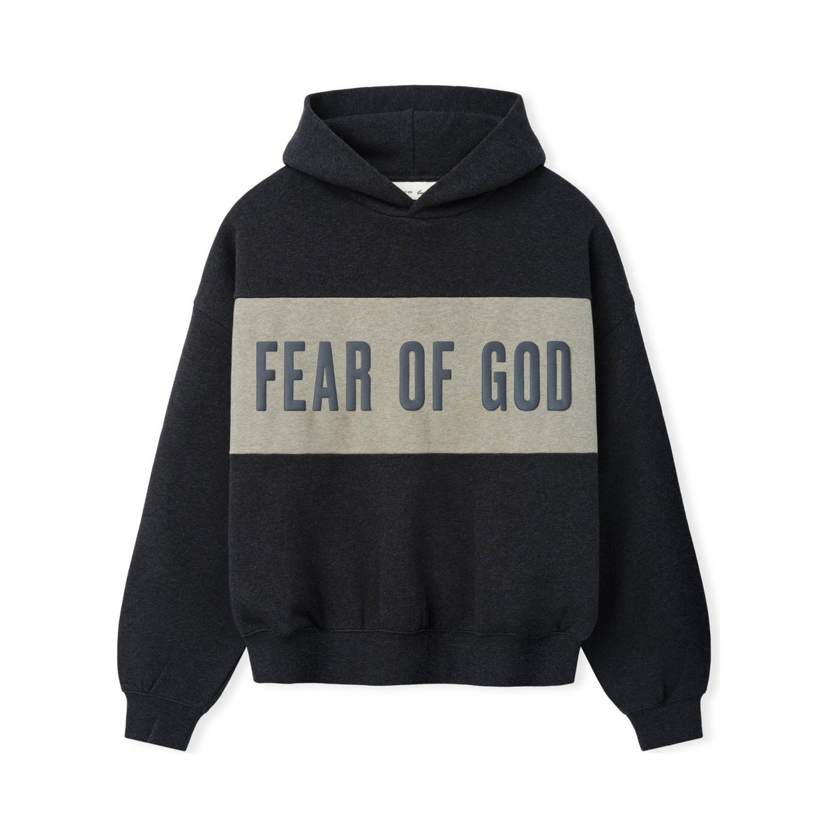 Fear of God Essentials Cropped Relaxed Panelled Hoodie Iron Grey Heather/ Seal Heather - Im Your Wardrobe