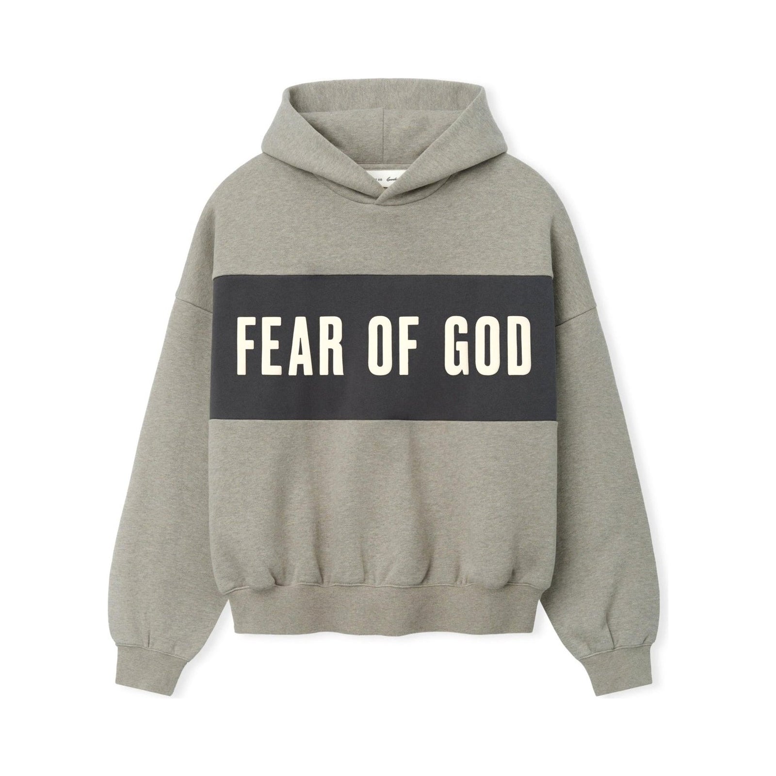 Fear of God Essentials Cropped Relaxed Panelled Hoodie Seal Heather/ Iron Grey - Im Your Wardrobe