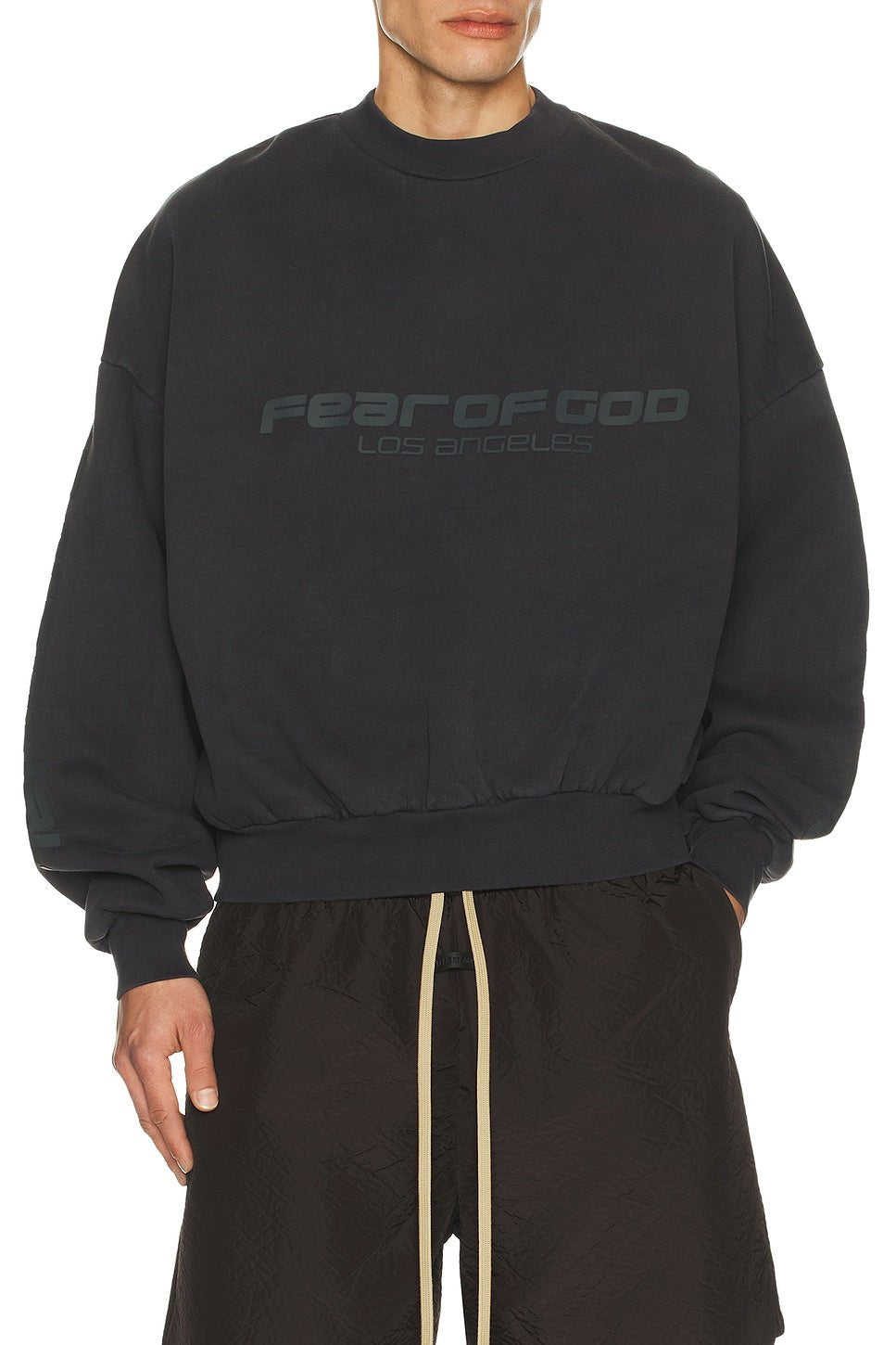 Fear of God Essentials Cropped Relaxed Sweatshirt Vintage Black - Im Your Wardrobe