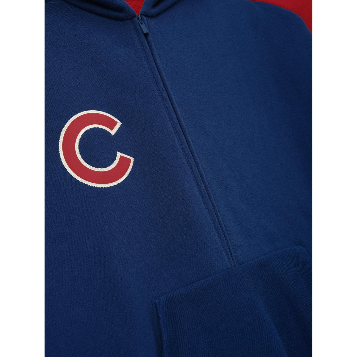 Fear of God Essentials Cubs Raglan Half Zip Sport Hoodie Estate Blue/ Stone Red - Im Your Wardrobe