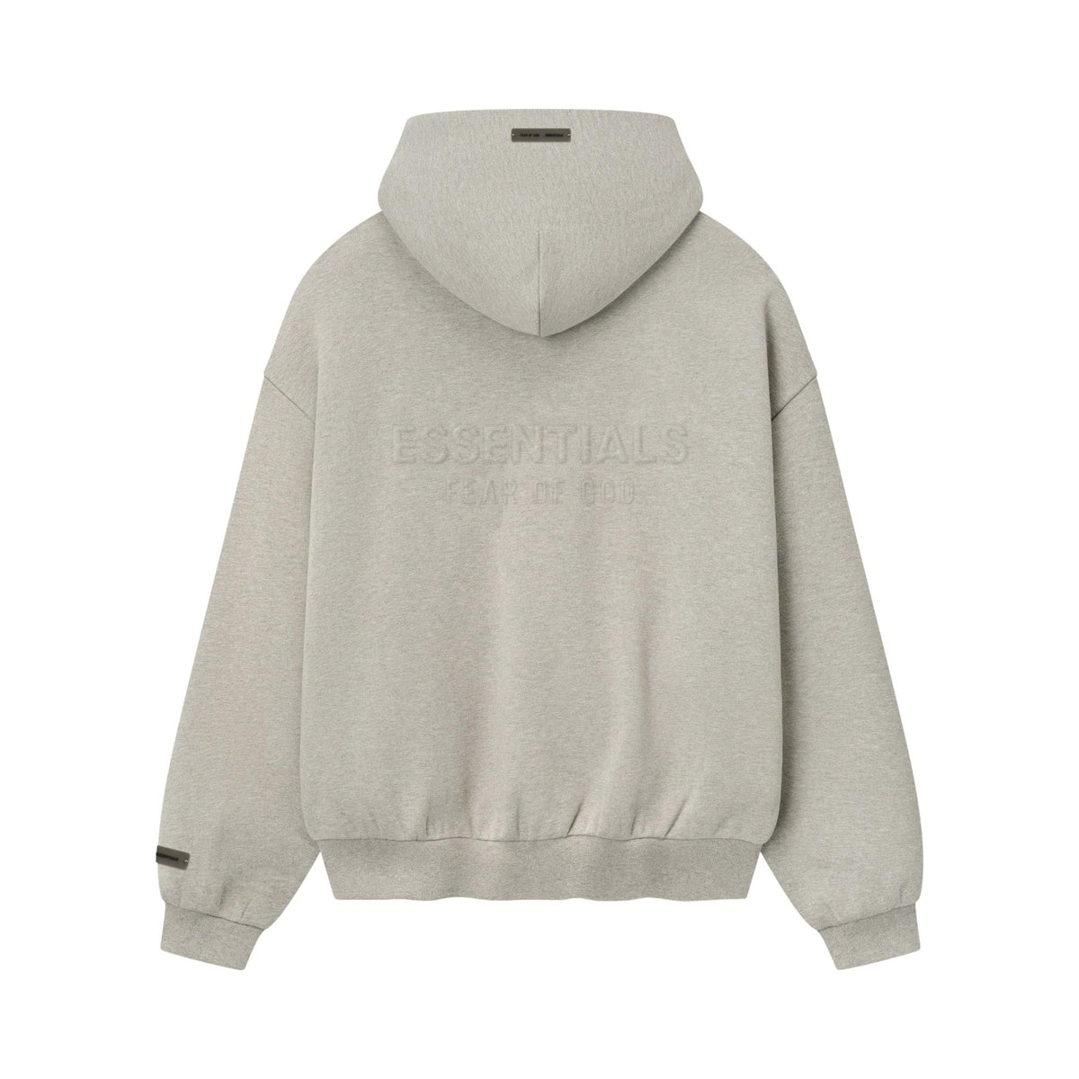 Fear of God Essentials Embossed 90s Fit Fleece Zip-Up Hoodie Warm Heather (FW25) - Im Your Wardrobe