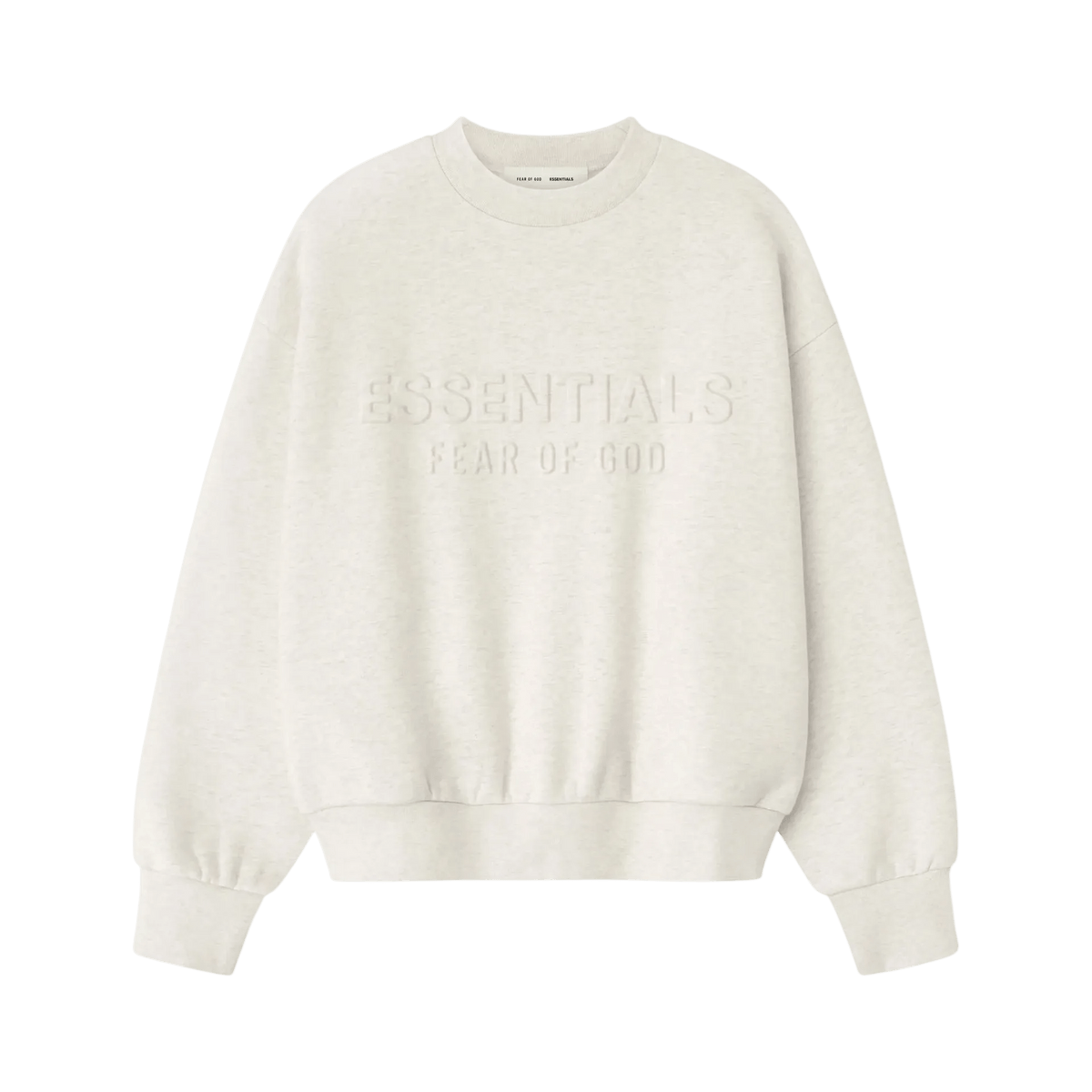 Fear of God Essentials Embossed Classic Crewneck Sweatshirt Oatmeal Heather - Im Your Wardrobe