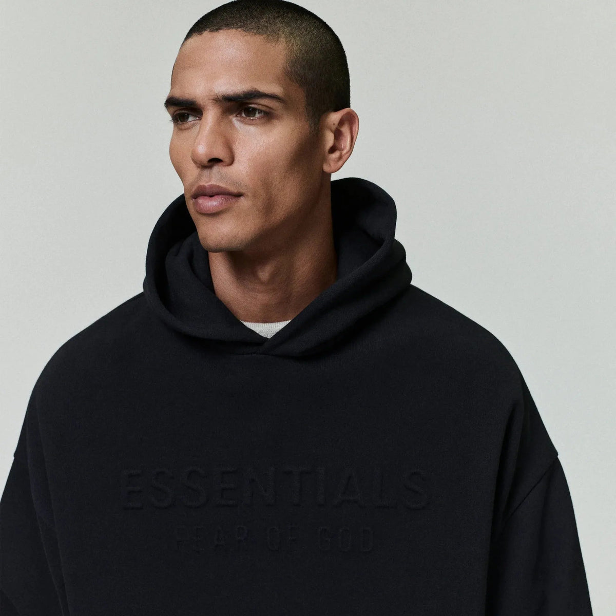 Fear of God Essentials Embossed Classic Fleece Hoodie Vintage Black - Im Your Wardrobe