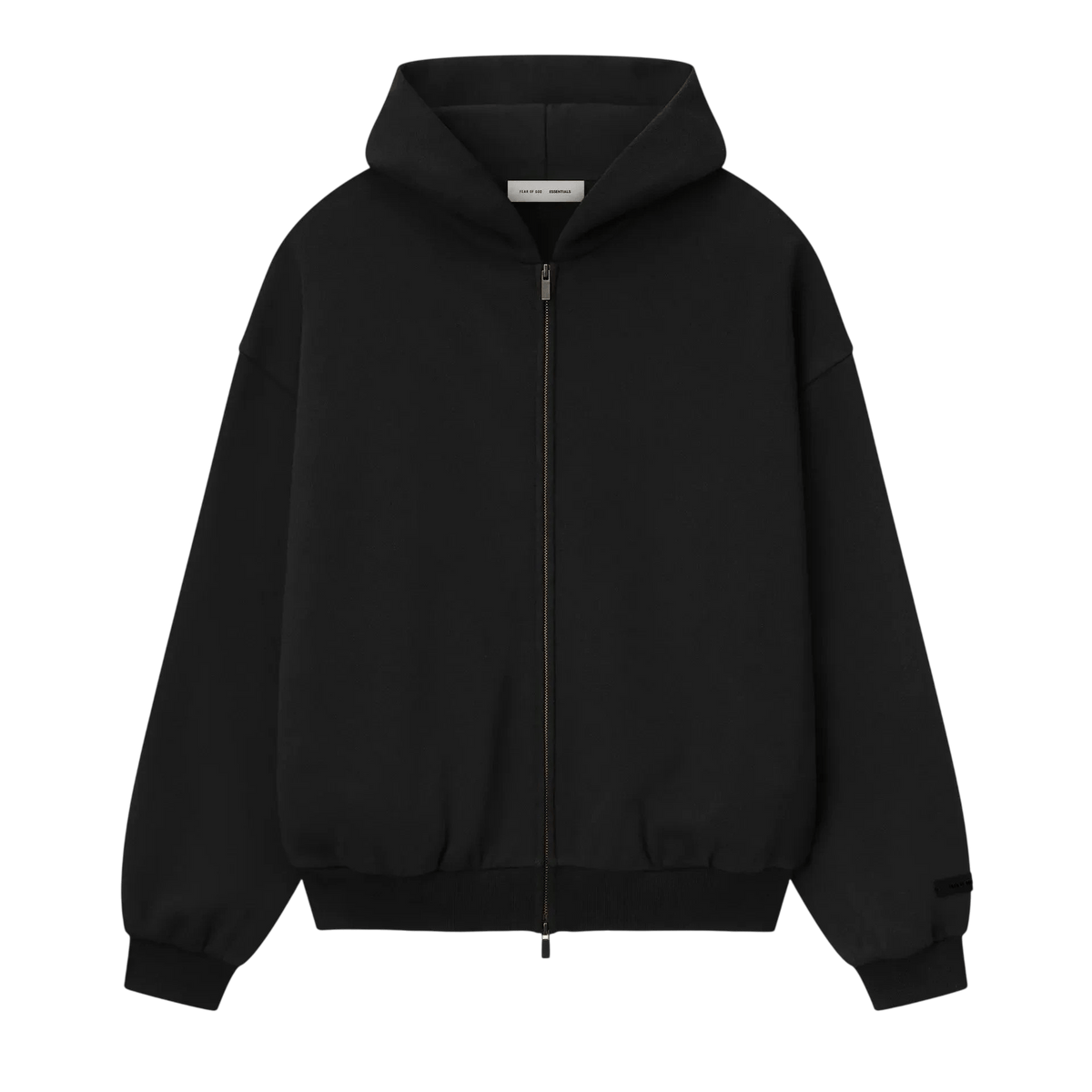 Fear of God Essentials Embossed Classic Fleece Zip - Up Hoodie Vintage Black - Im Your Wardrobe