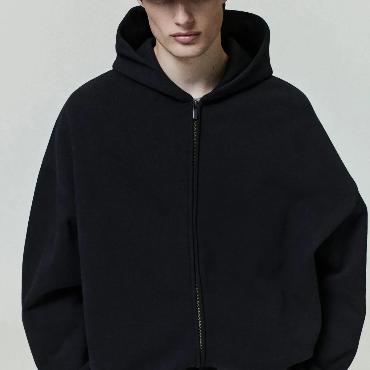 Fear of God Essentials Embossed Classic Fleece Zip - Up Hoodie Vintage Black - Im Your Wardrobe