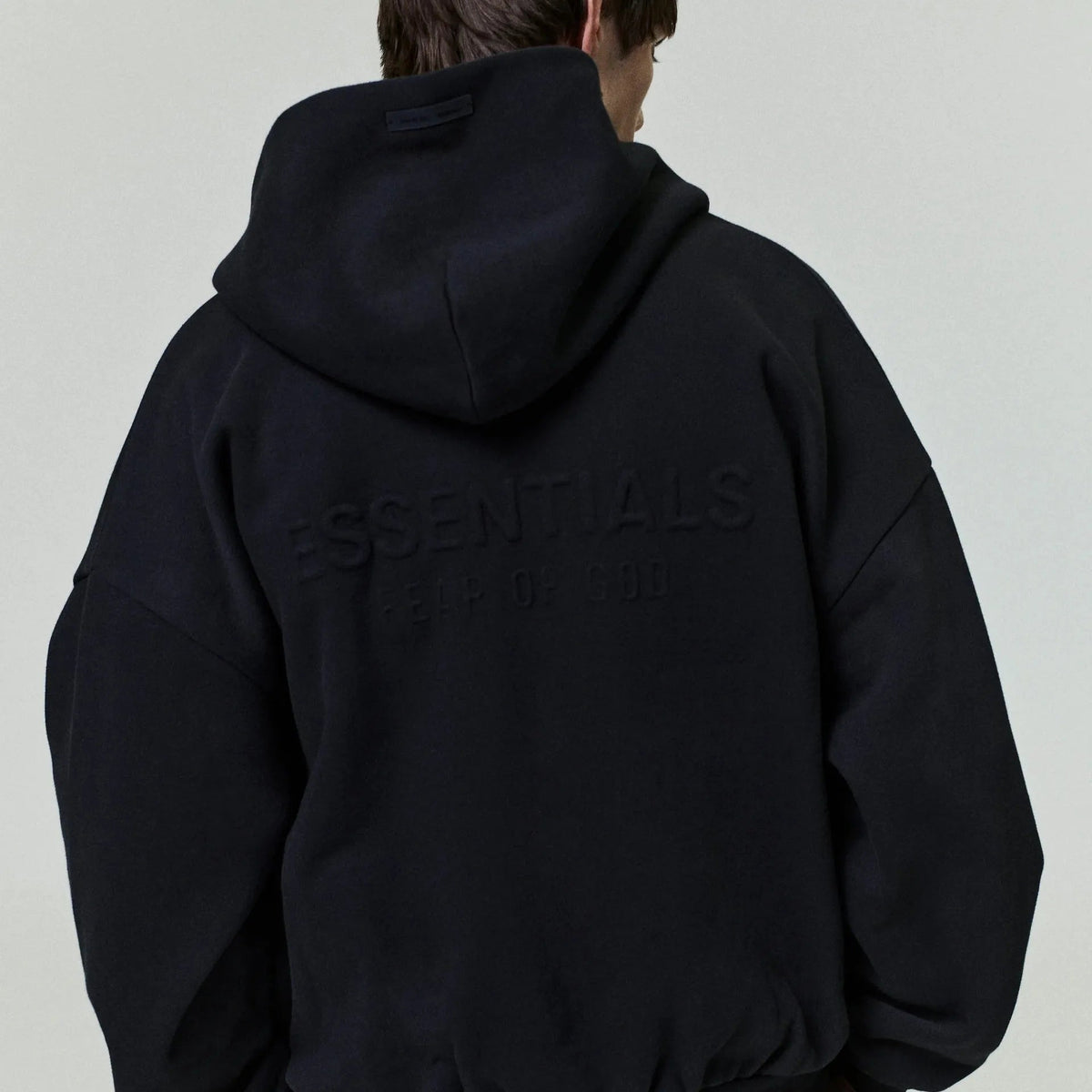 Fear of God Essentials Embossed Classic Fleece Zip - Up Hoodie Vintage Black - Im Your Wardrobe