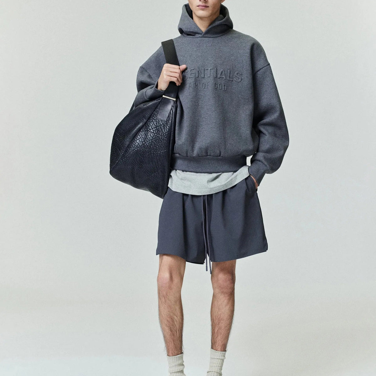 Fear of God Essentials Embossed Essentials Classic Hoodie Charcoal Heather - Im Your Wardrobe