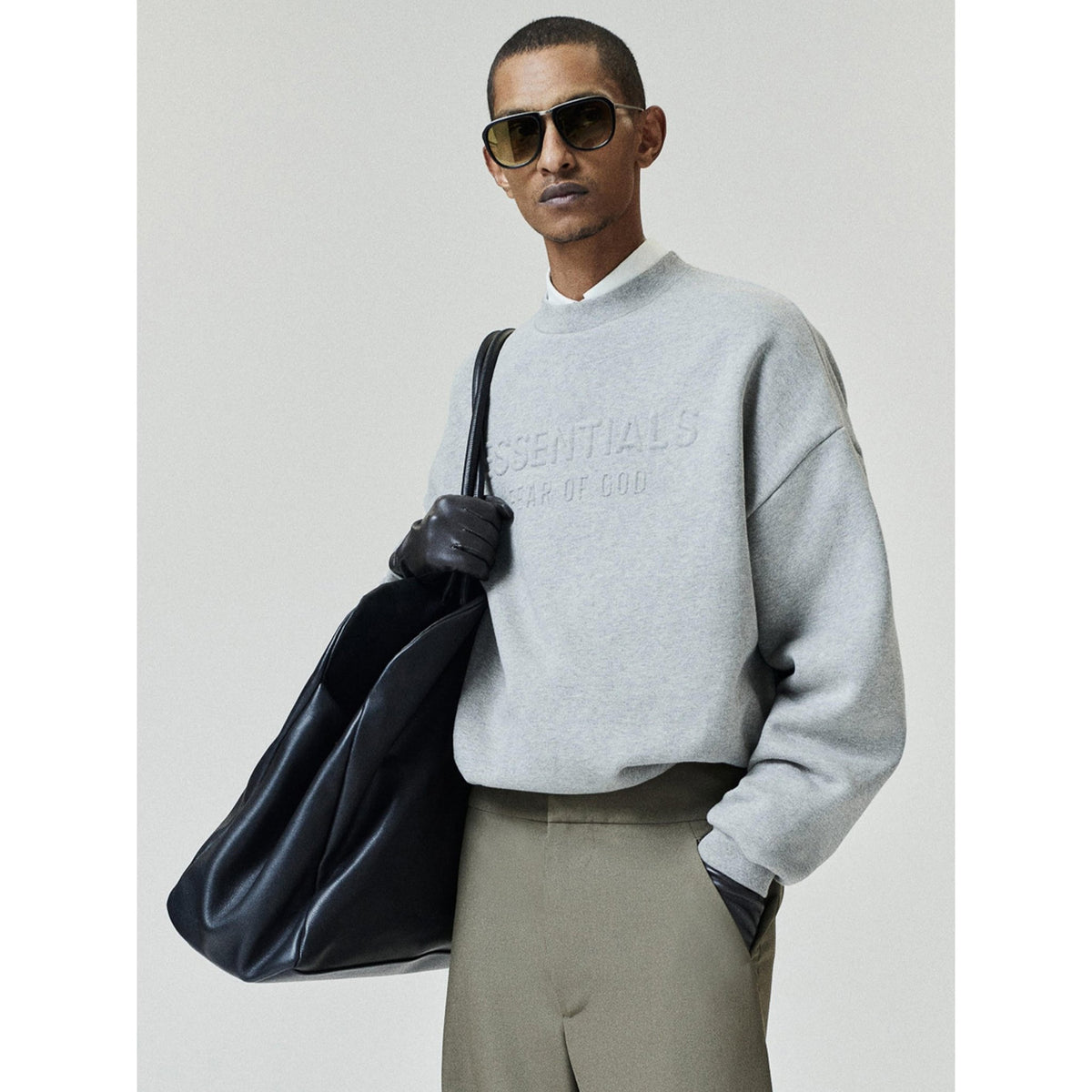Fear of God Essentials Embossed FW26 90s Relaxed Crewneck Warm Heather - Im Your Wardrobe