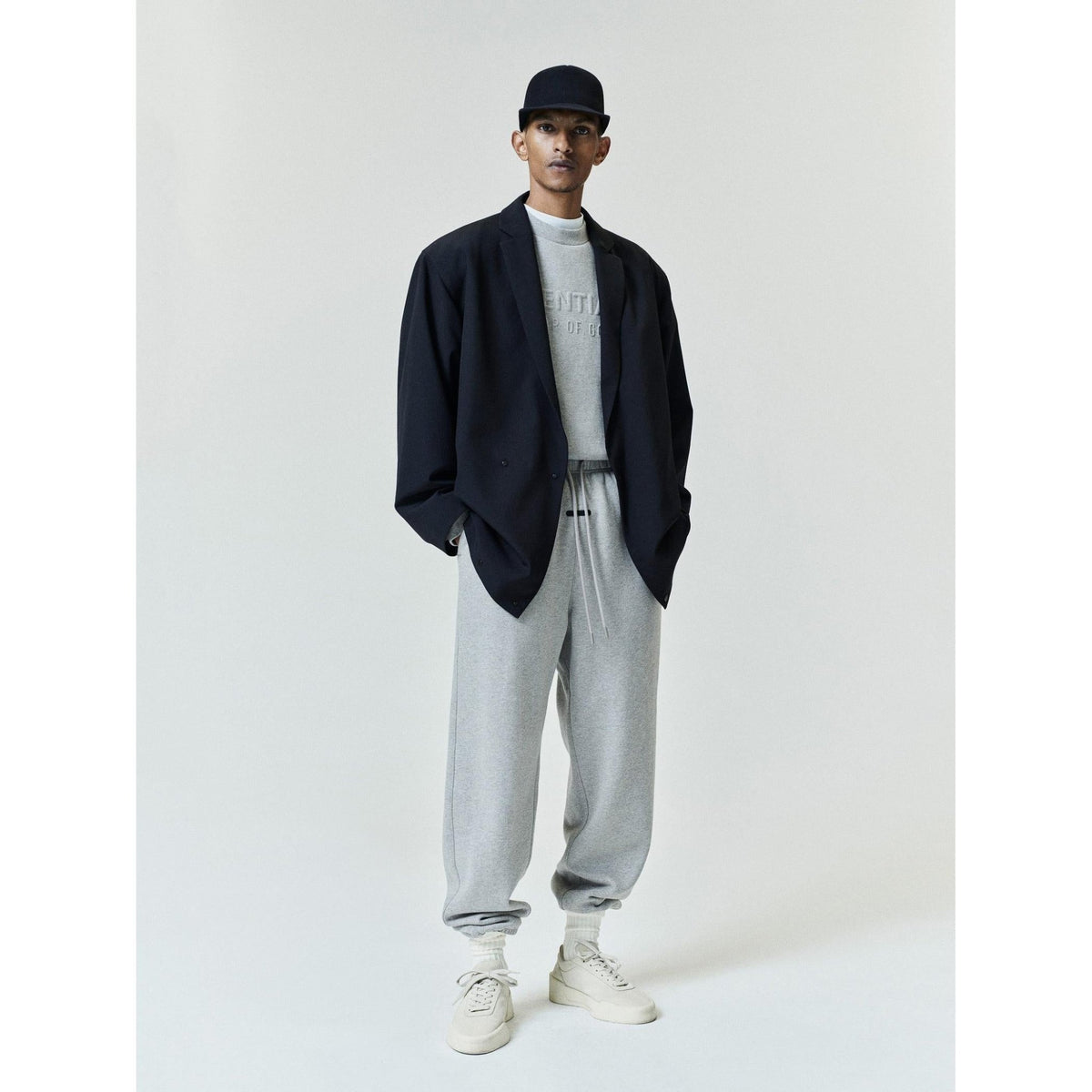 Fear of God Essentials Embossed FW26 90s Relaxed Crewneck Warm Heather - Im Your Wardrobe
