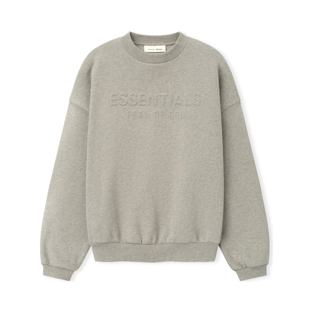 Fear of God Essentials Embossed FW26 90s Relaxed Crewneck Warm Heather - Im Your Wardrobe