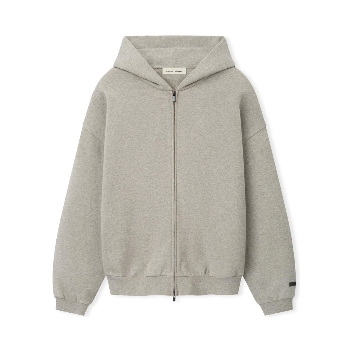 Fear of God Essentials Embossed FW26 90s Relaxed Zip Up Hoodie Ash Heather - Im Your Wardrobe