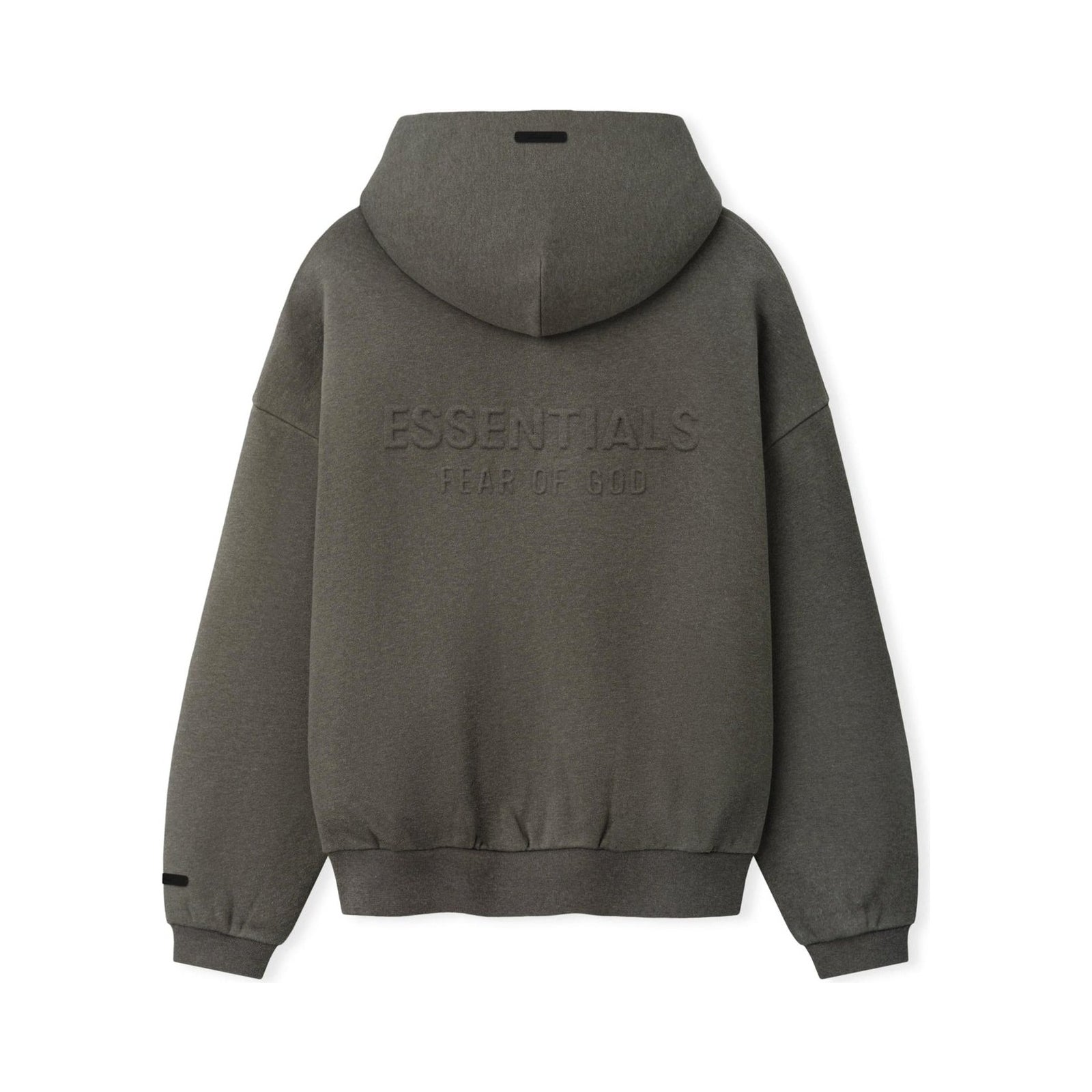 Fear of God Essentials Embossed FW26 90s Relaxed Zip-Up Hoodie Warm Heather - Im Your Wardrobe