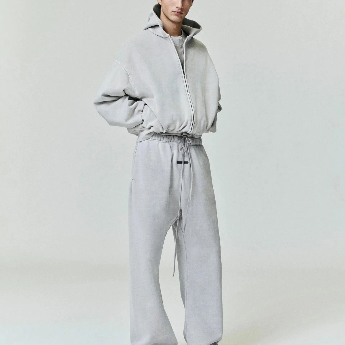 Fear of God Essentials Embroidered Classic Full Zip Hoodie Smoke Grey - Im Your Wardrobe