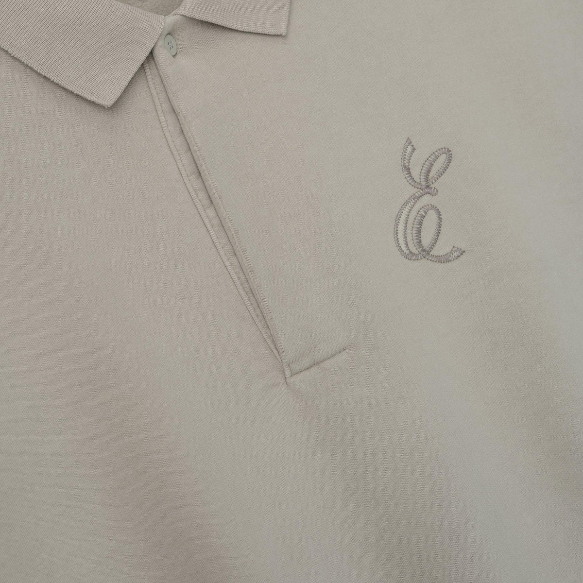 Fear of God Essentials Embroidered Classic Polo Sweatshirt Smoke Grey - Im Your Wardrobe