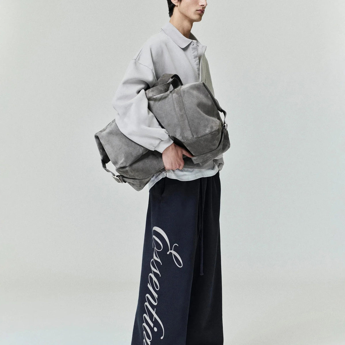 Fear of God Essentials Embroidered Classic Polo Sweatshirt Smoke Grey - Im Your Wardrobe