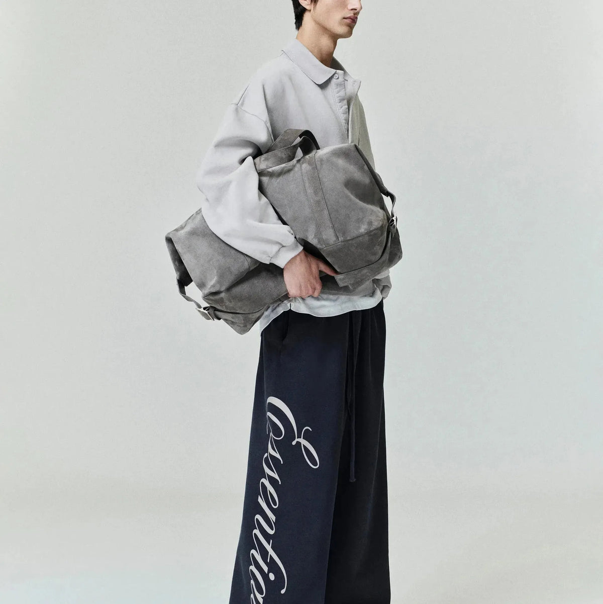 Fear of God Essentials Embroidered Classic Polo Sweatshirt Smoke Grey - Im Your Wardrobe
