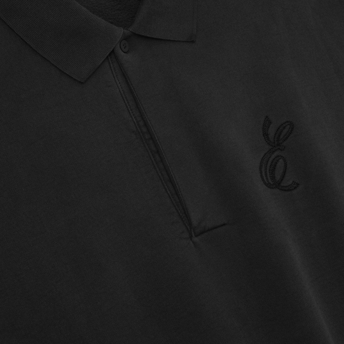 Fear of God Essentials Embroidered Classic Polo Sweatshirt Vintage Black - Im Your Wardrobe