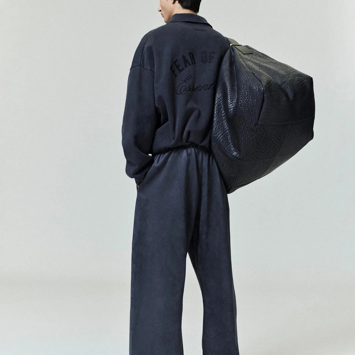 Fear of God Essentials Embroidered Classic Polo Sweatshirt Vintage Black - Im Your Wardrobe