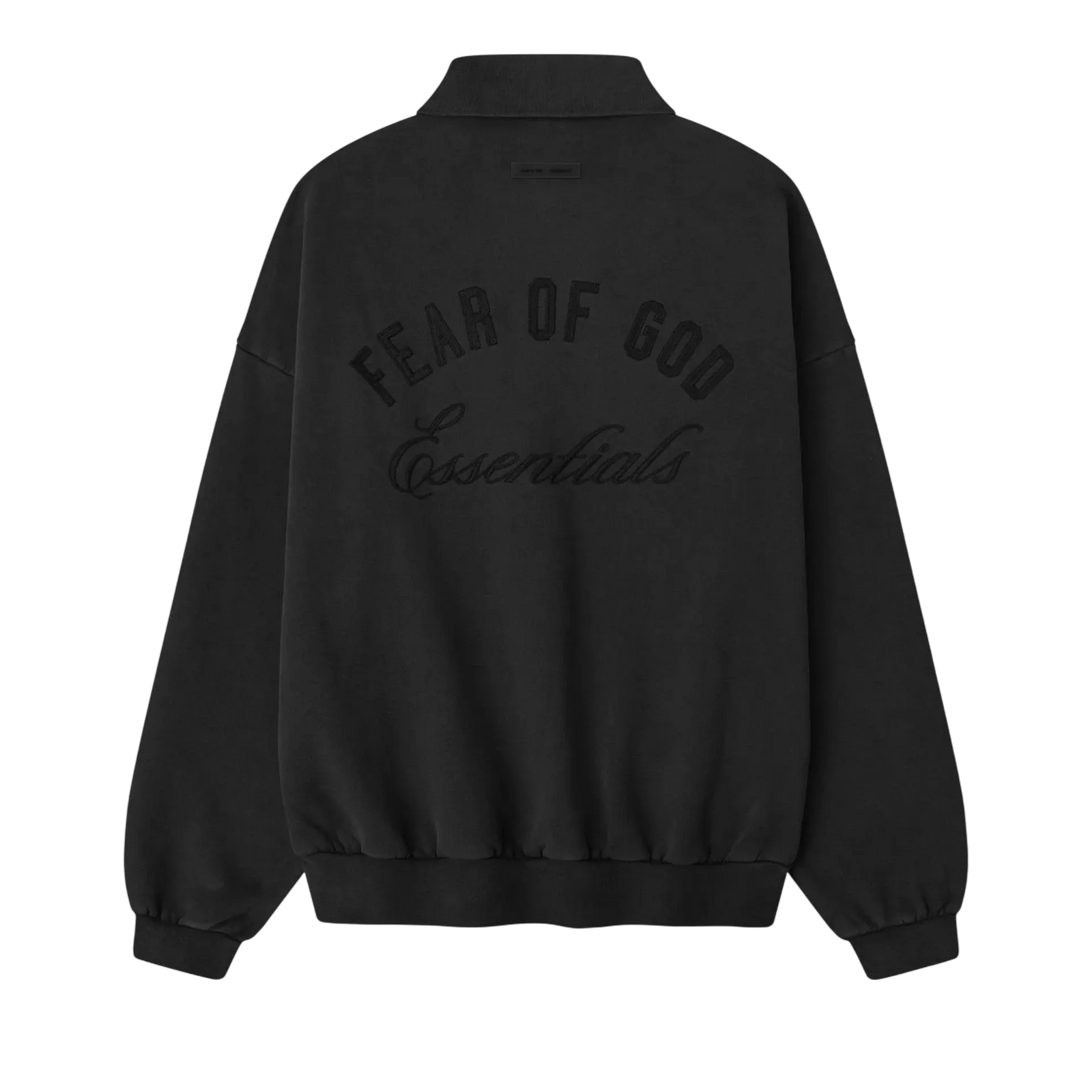 Fear of God Essentials Embroidered Classic Polo Sweatshirt Vintage Black - Im Your Wardrobe