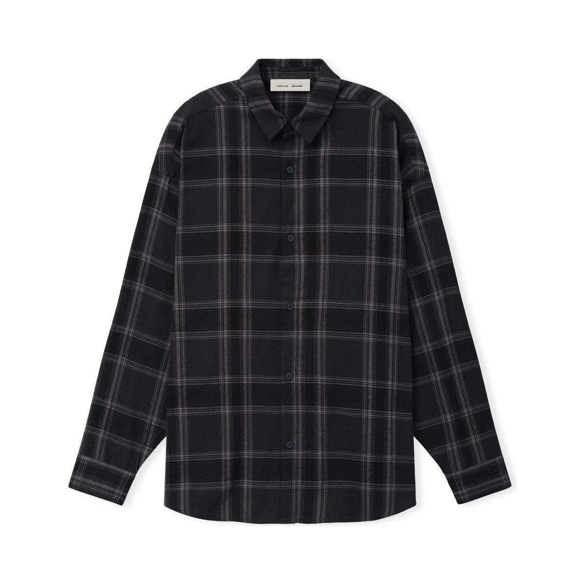 Fear of God Essentials Flannel Button Up Shirt Vintage Black Plaid - Im Your Wardrobe