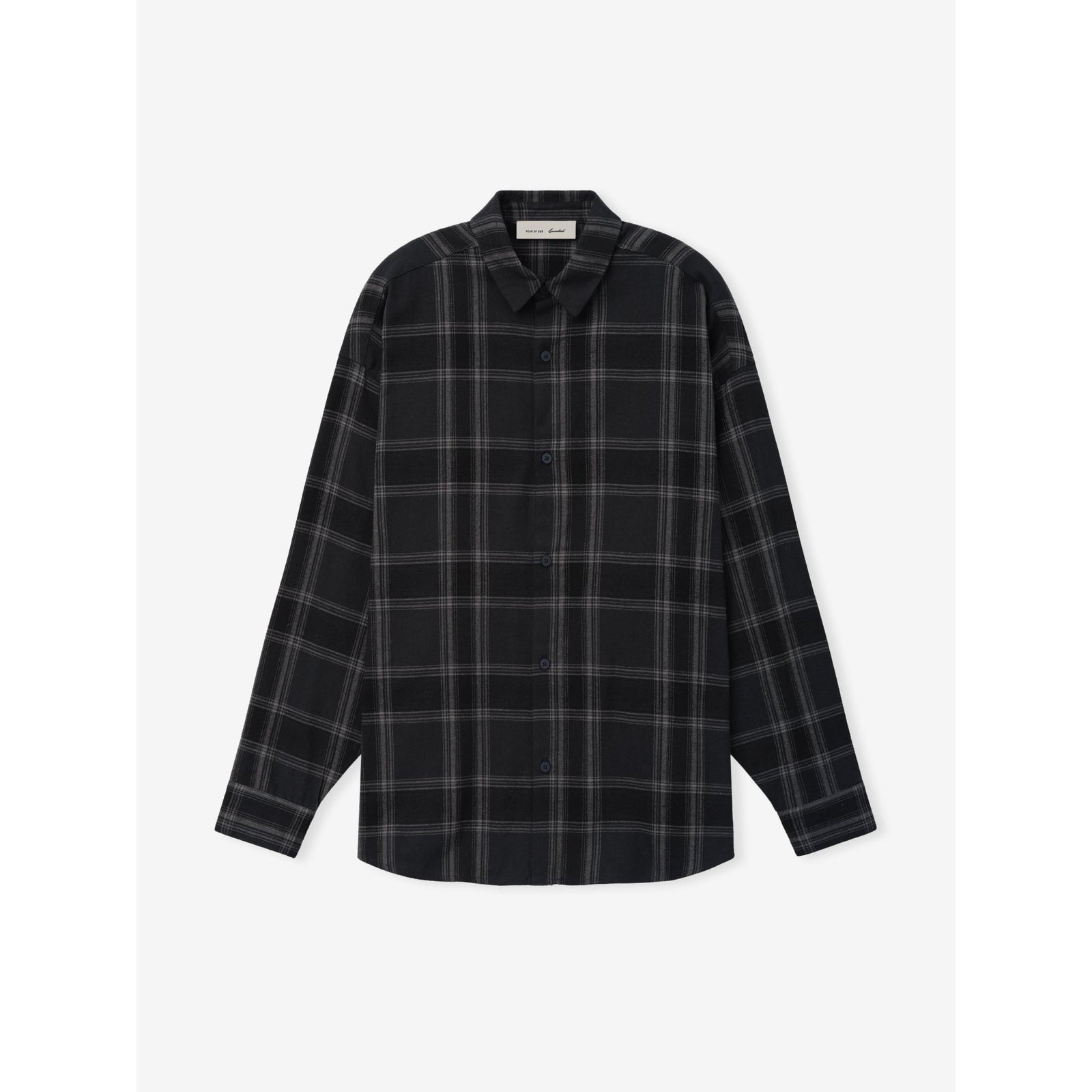 Fear of God Essentials Flannel Button Up Shirt Vintage Black Plaid - Im Your Wardrobe