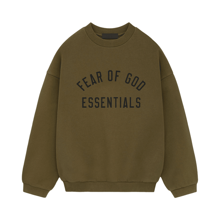 Fear of God Essentials Fleece Crewneck Olive (FW24) - Im Your Wardrobe