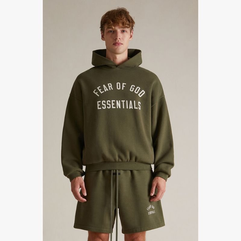 Fear of God Essentials Fleece Hoodie 'Military' (FW24) - Im Your Wardrobe