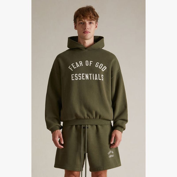 Buy Fear of God Essentials Fleece Hoodie 'Military' (FW24 Buy Fear of God Essentials Fleece Hoodie 'Military' (FW24