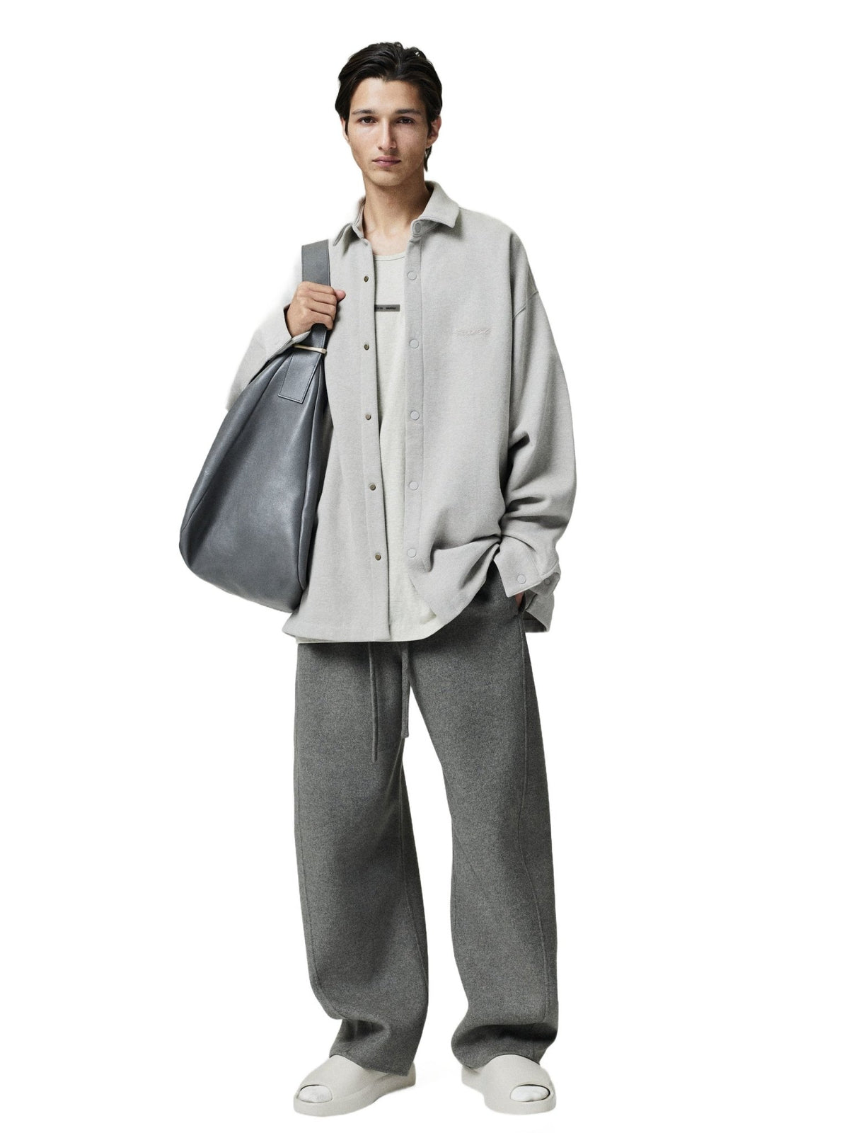 Fear of God Essentials Fleece Overshirt Pyrite Heather - Im Your Wardrobe