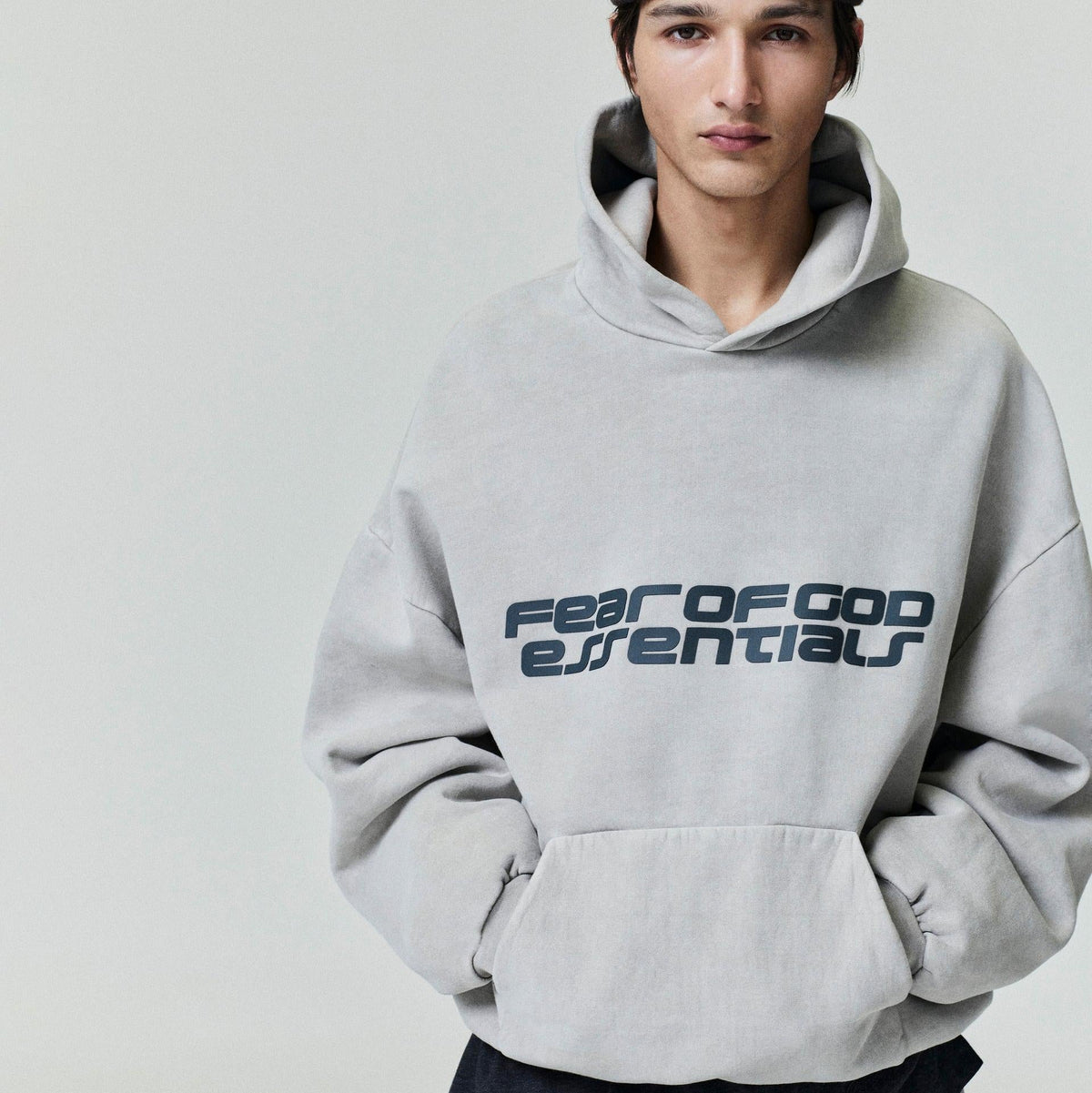 Fear of God Essentials Heavy Fleece 90s Hoodie Smoke Grey - Im Your Wardrobe