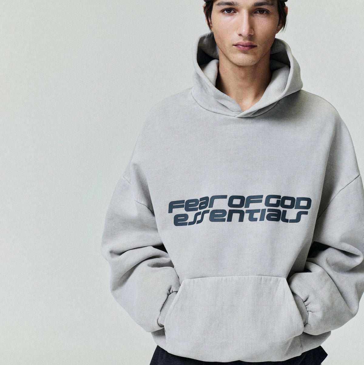Fear of God Essentials Heavy Fleece 90s Hoodie Smoke Grey - Im Your Wardrobe