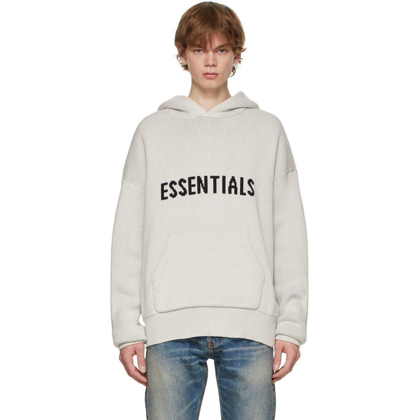 Fear of God Essentials Knit Hoodie Light Heather Oatmeal (FW20) - Im Your Wardrobe