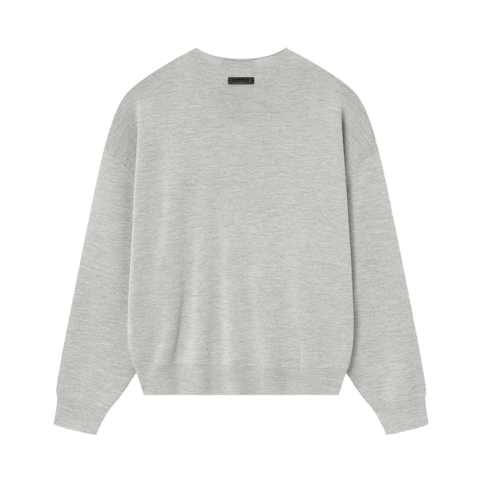 Fear of God Essentials Merino Long Sleeve Crewneck Sweater Concrete Heather (FW25) - Im Your Wardrobe