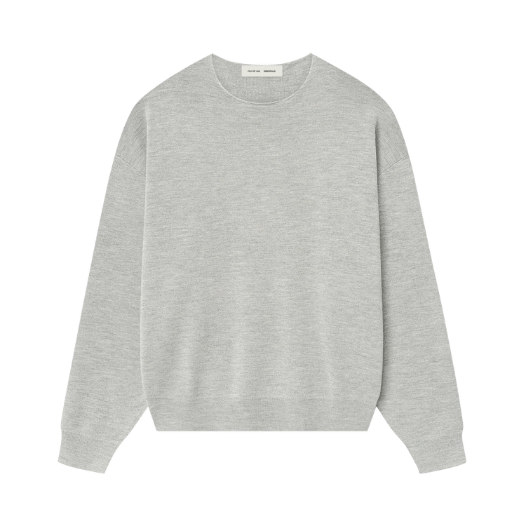 Fear of God Essentials Merino Long Sleeve Crewneck Sweater Concrete Heather (FW25) - Im Your Wardrobe