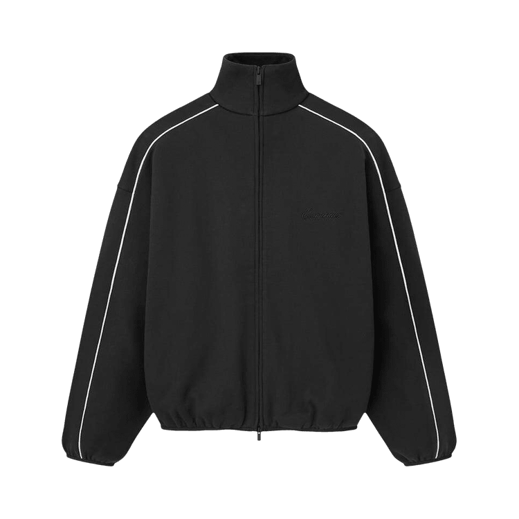 Fear of God Essentials Modern Track Jacket With Piping Jet Black/Cloud White (FW25) - Im Your Wardrobe