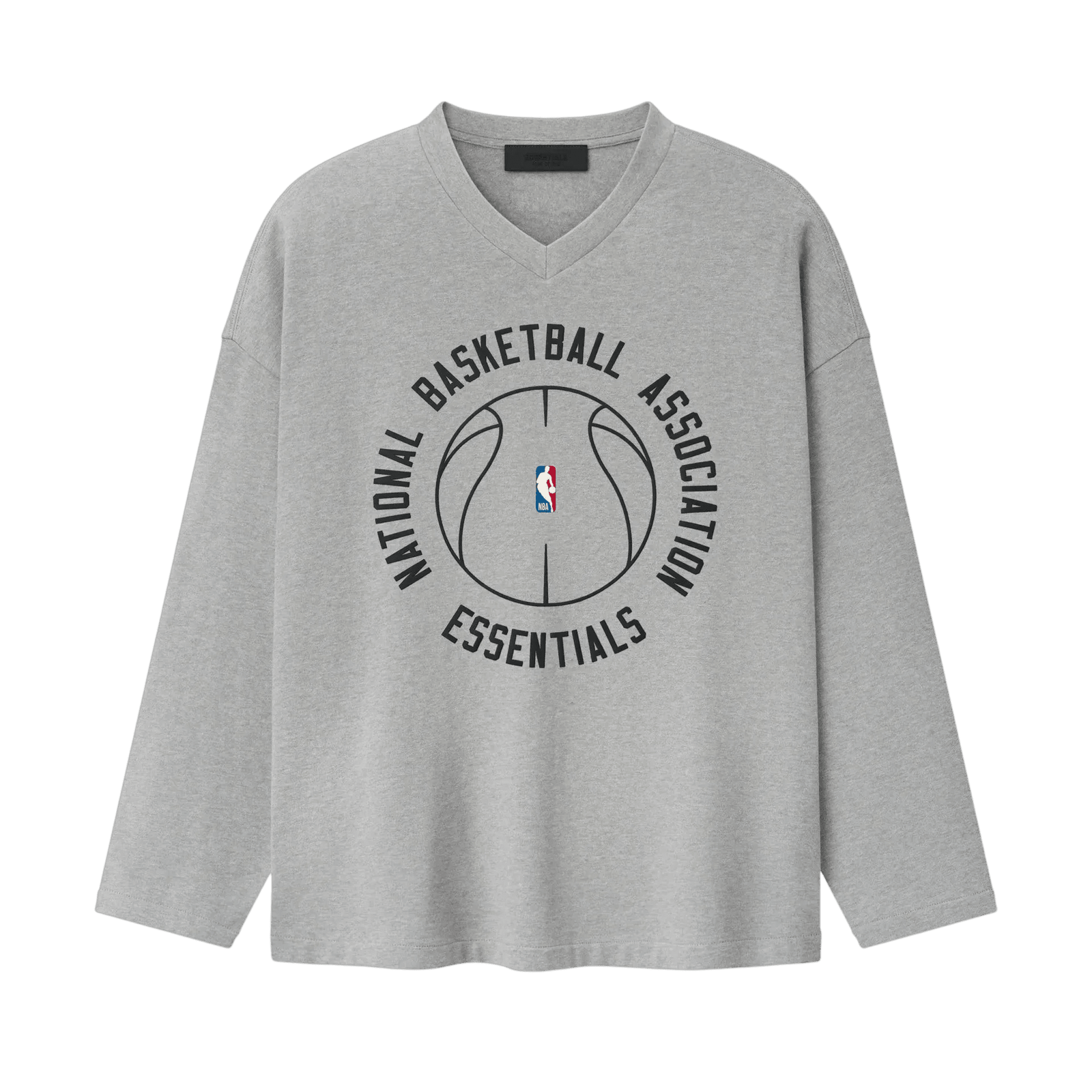 Fear Of God Essentials NBA X Barkley Hendricks Long Sleeve V - Neck Tee Concrete Heather - Im Your Wardrobe
