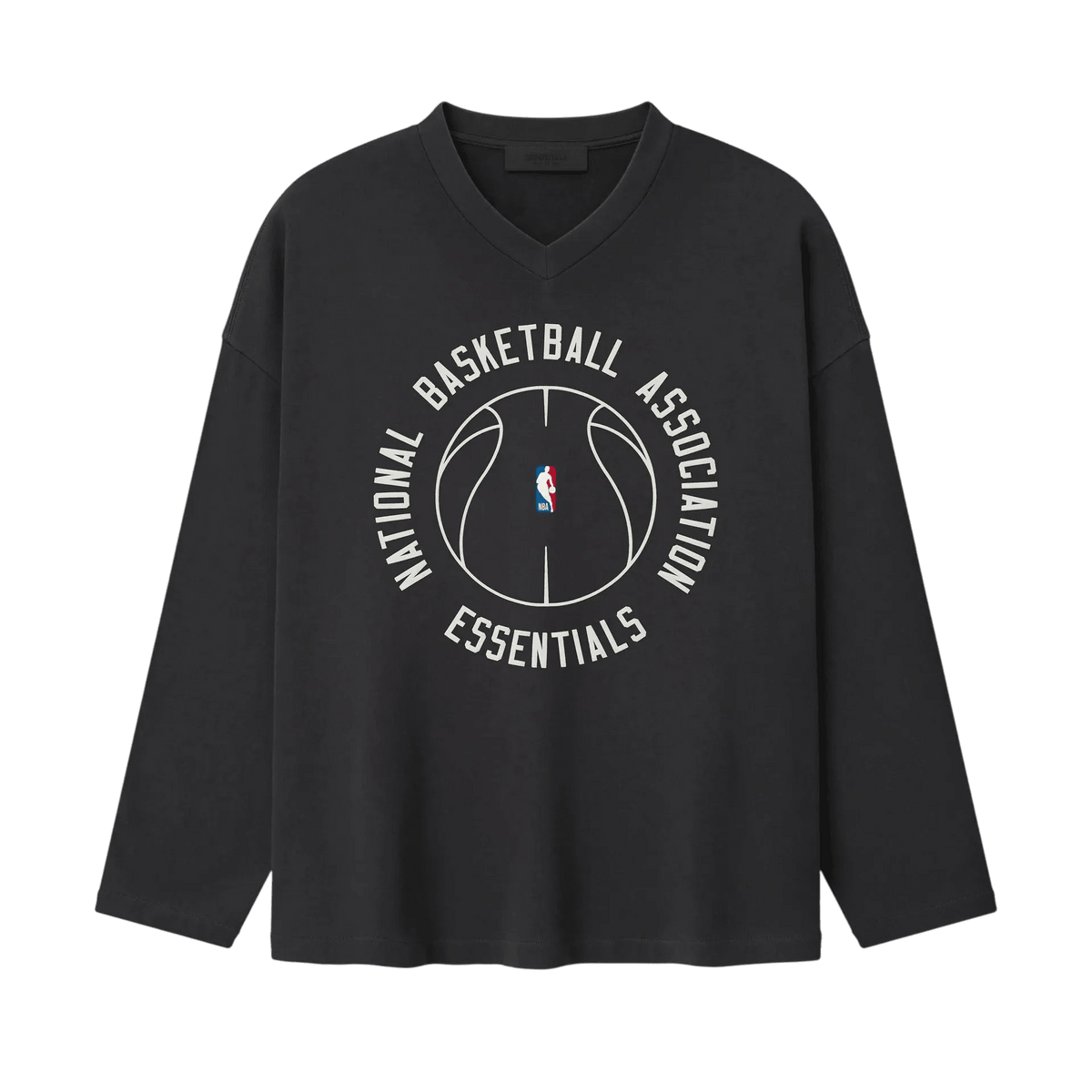 Fear Of God Essentials NBA X Barkley Hendricks Long Sleeve V - Neck Tee Faded Black - Im Your Wardrobe