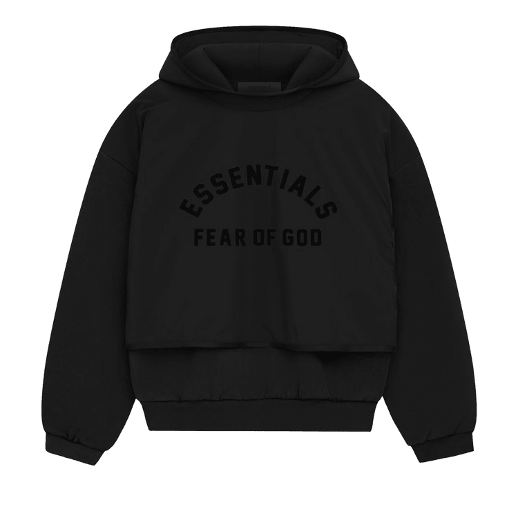 Fear of God Essentials Nylon Fleece Hooded Sweater Jet Black/Jet Black (SS24) - Im Your Wardrobe
