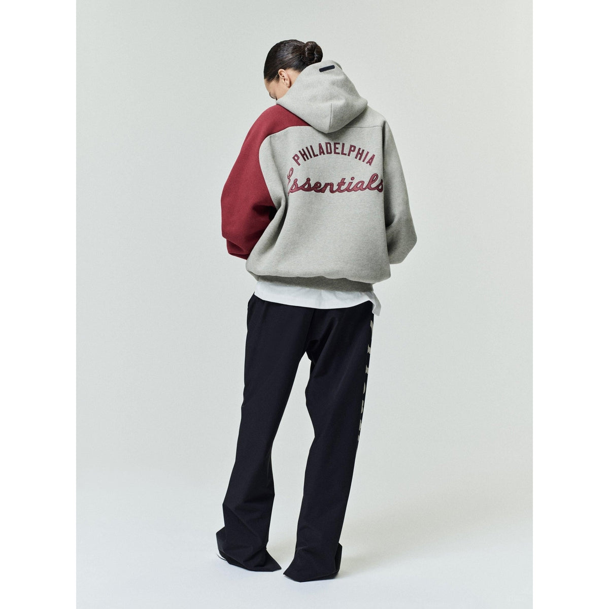 Fear of God Essentials Phillies Raglan Half Zip Sport Hoodie Seal Heather/ Cabernet - Im Your Wardrobe