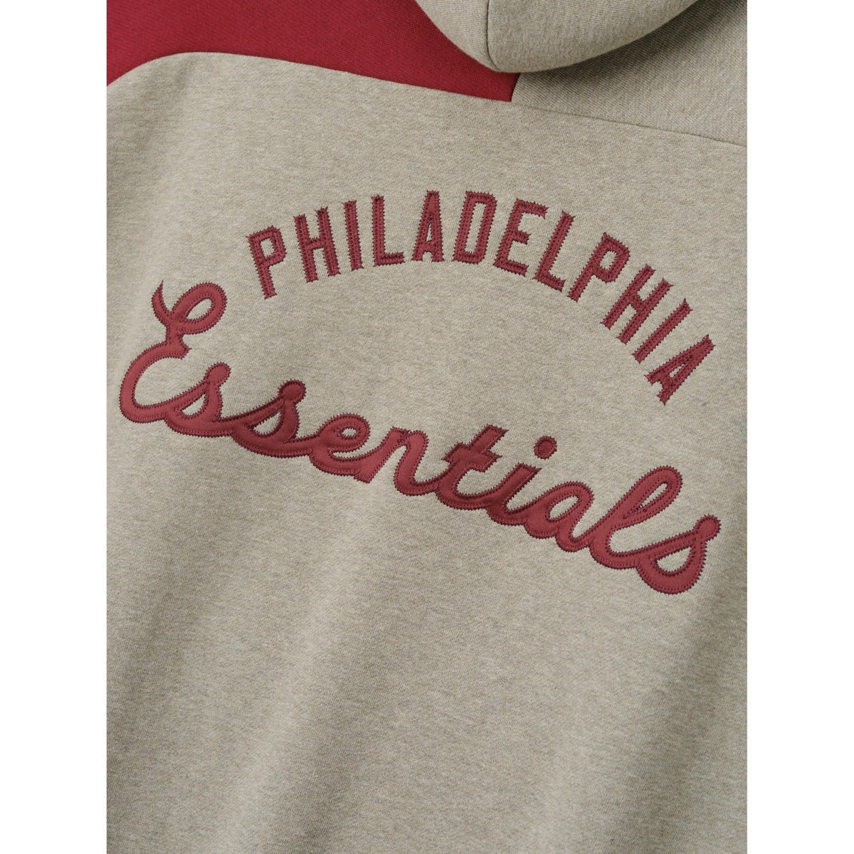 Fear of God Essentials Phillies Raglan Half Zip Sport Hoodie Seal Heather/ Cabernet - Im Your Wardrobe
