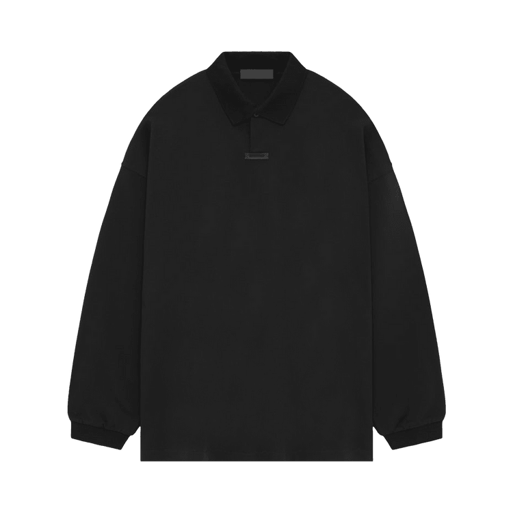 Fear of God Essentials Pique Long-Sleeve Polo Black (FW24) - Im Your Wardrobe