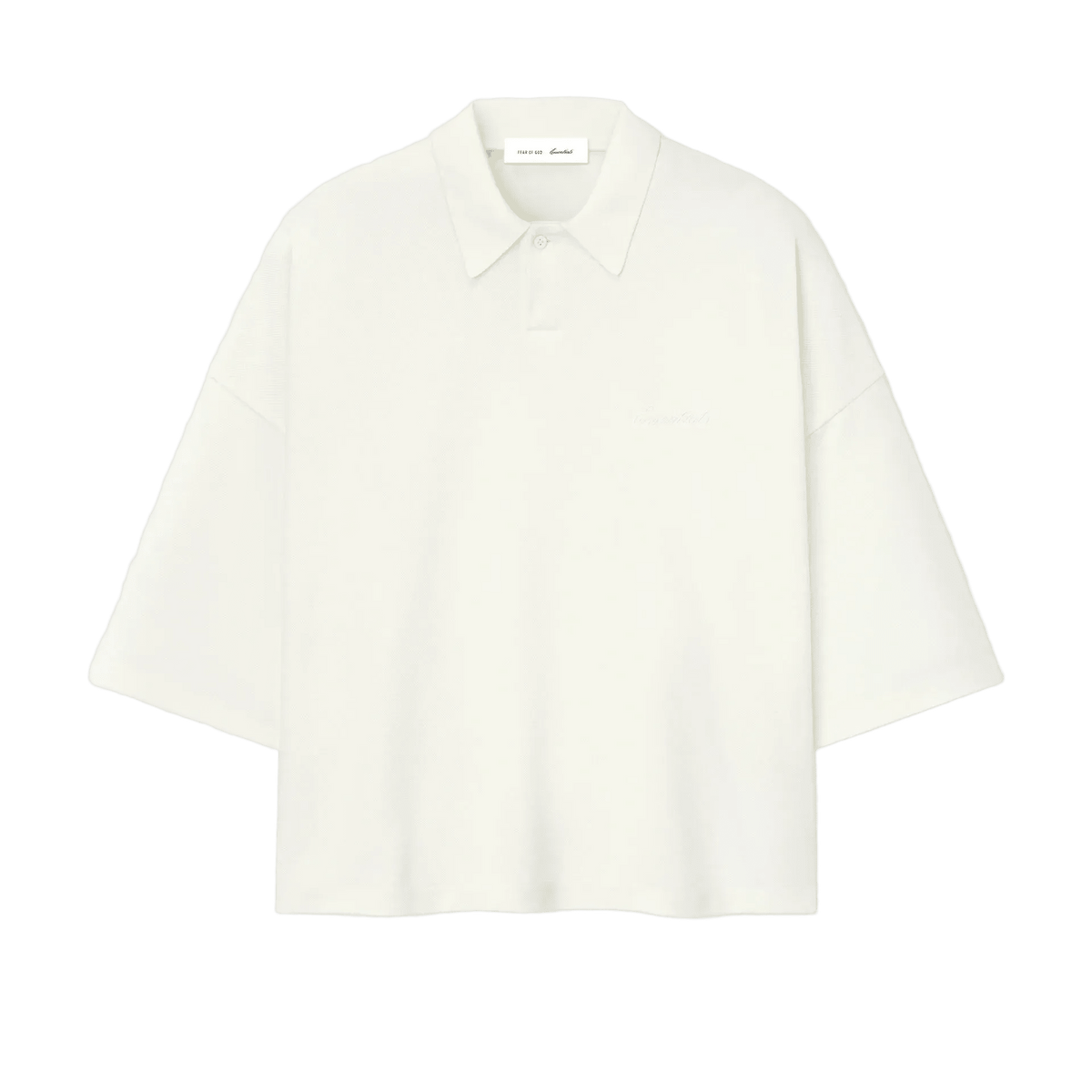Fear Of God Essentials Pique Signature 90s Cropped Polo Ivory - Im Your Wardrobe